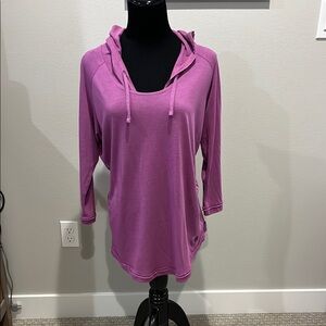 Purple Hooded Long Sleeve Top
